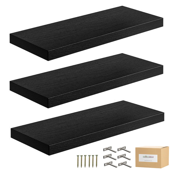 Heartdeco 3 Piece Wall Mount Wood Floating Shelf Home Office Decor