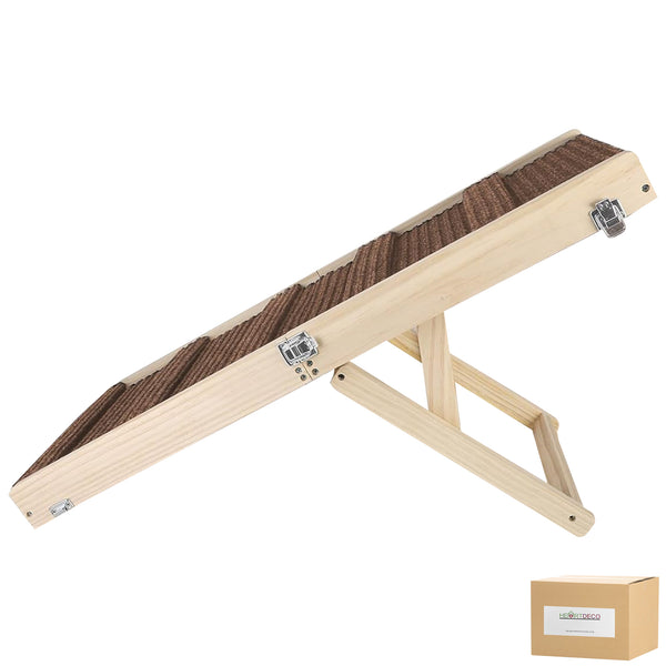 Heartdeco Folding Adjustable & Portable Bamboo Pet Ladder Dog Ramp