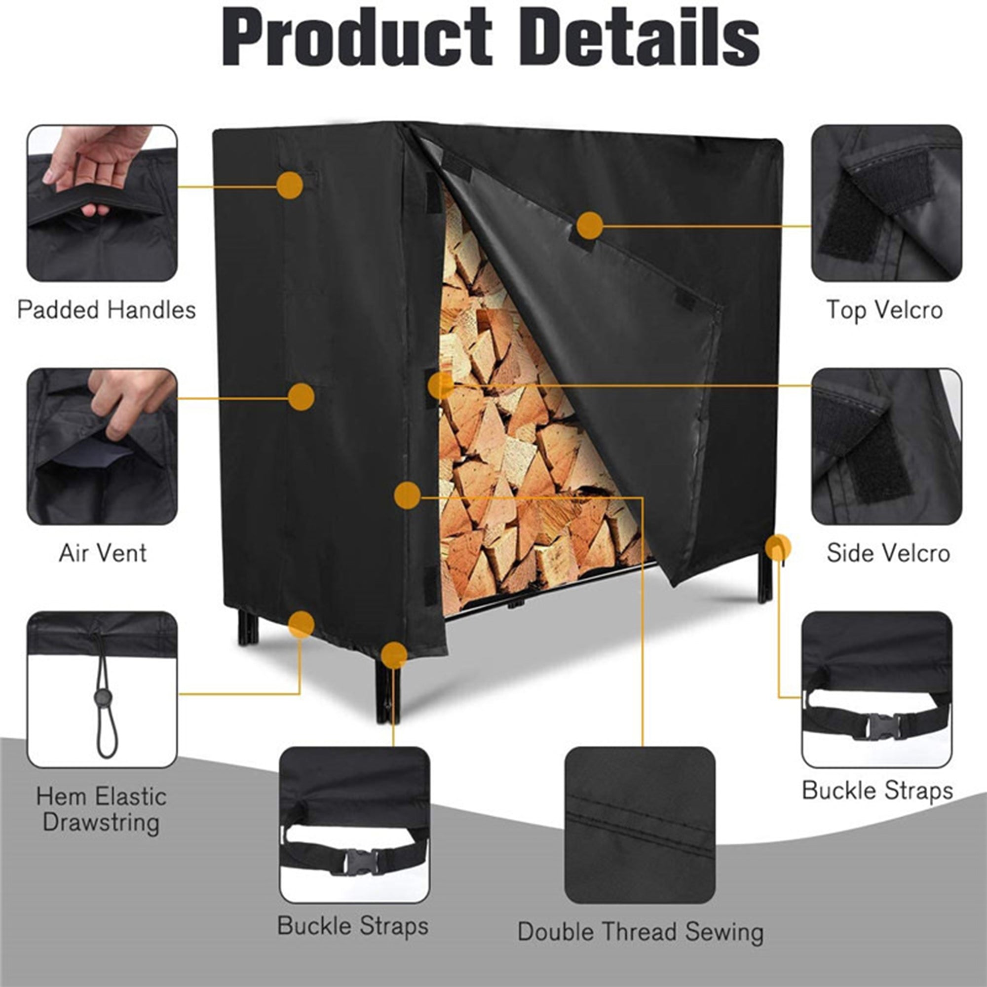 Heartdeco Waterproof Log Rack Cover for Outdoor Firewood Storage - XL ...