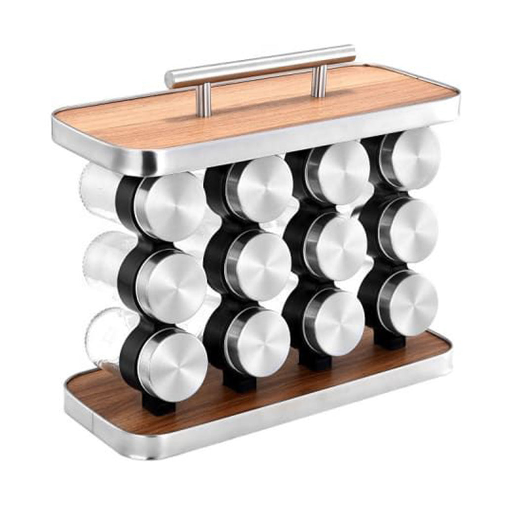 12 Jar Spice Rack Stainless Steel Seasoning Cans Set Description