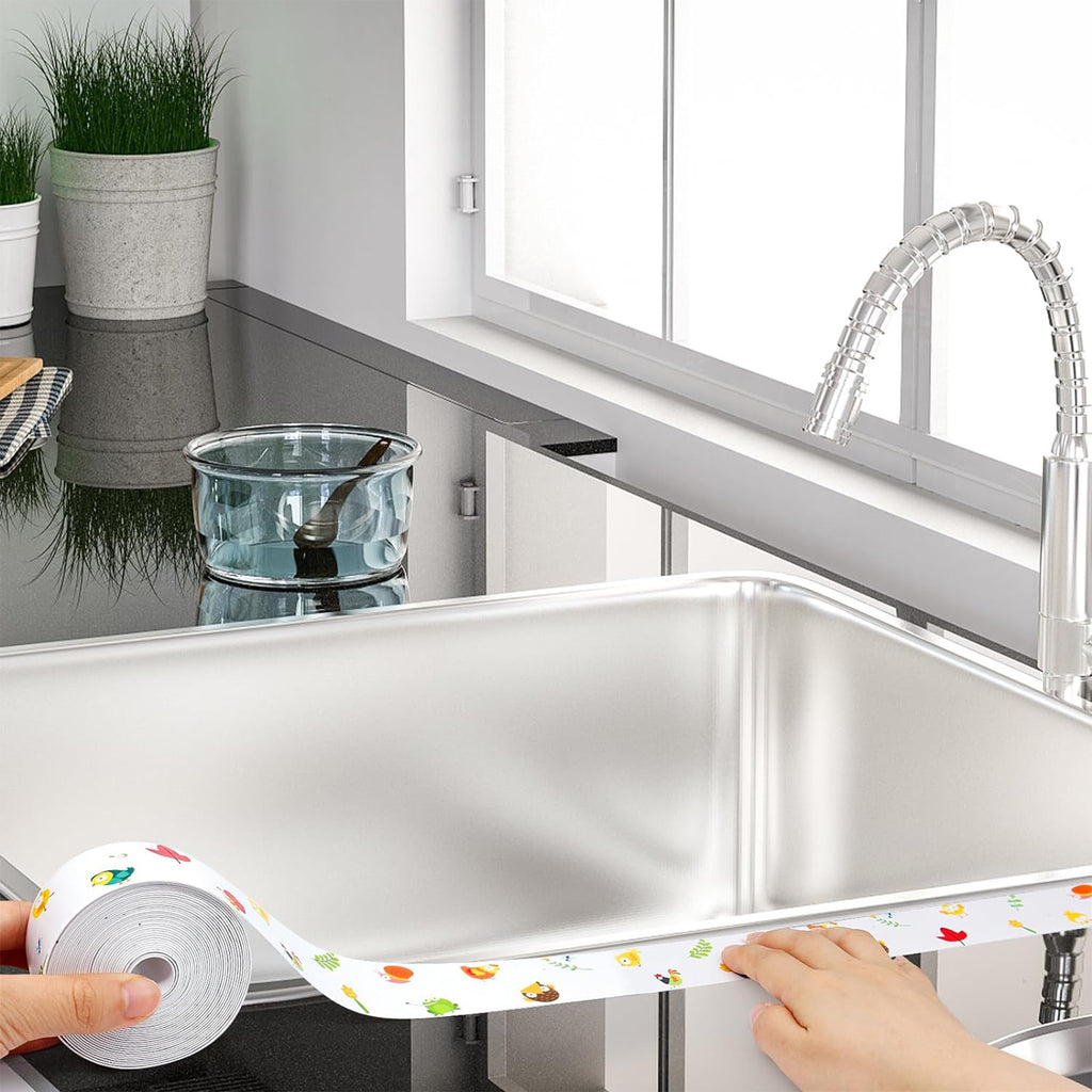 6 PCs 3.8CM X 5M PVC Self Bath & Kitchen Caulk Tape Sealant Strip Set