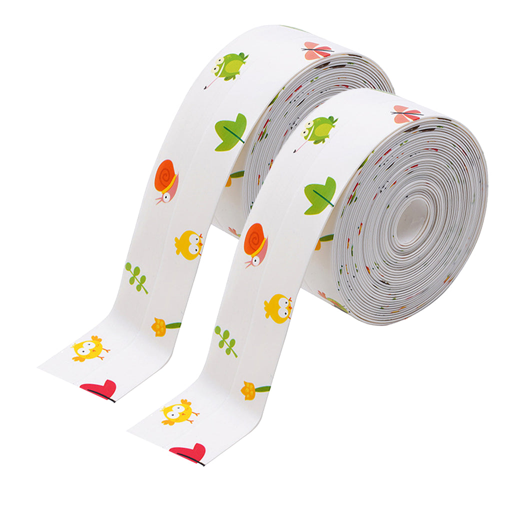 2 PCs 3.8CM X 5M PVC Self  Bath & Kitchen Caulk Tape Sealant Strip Set