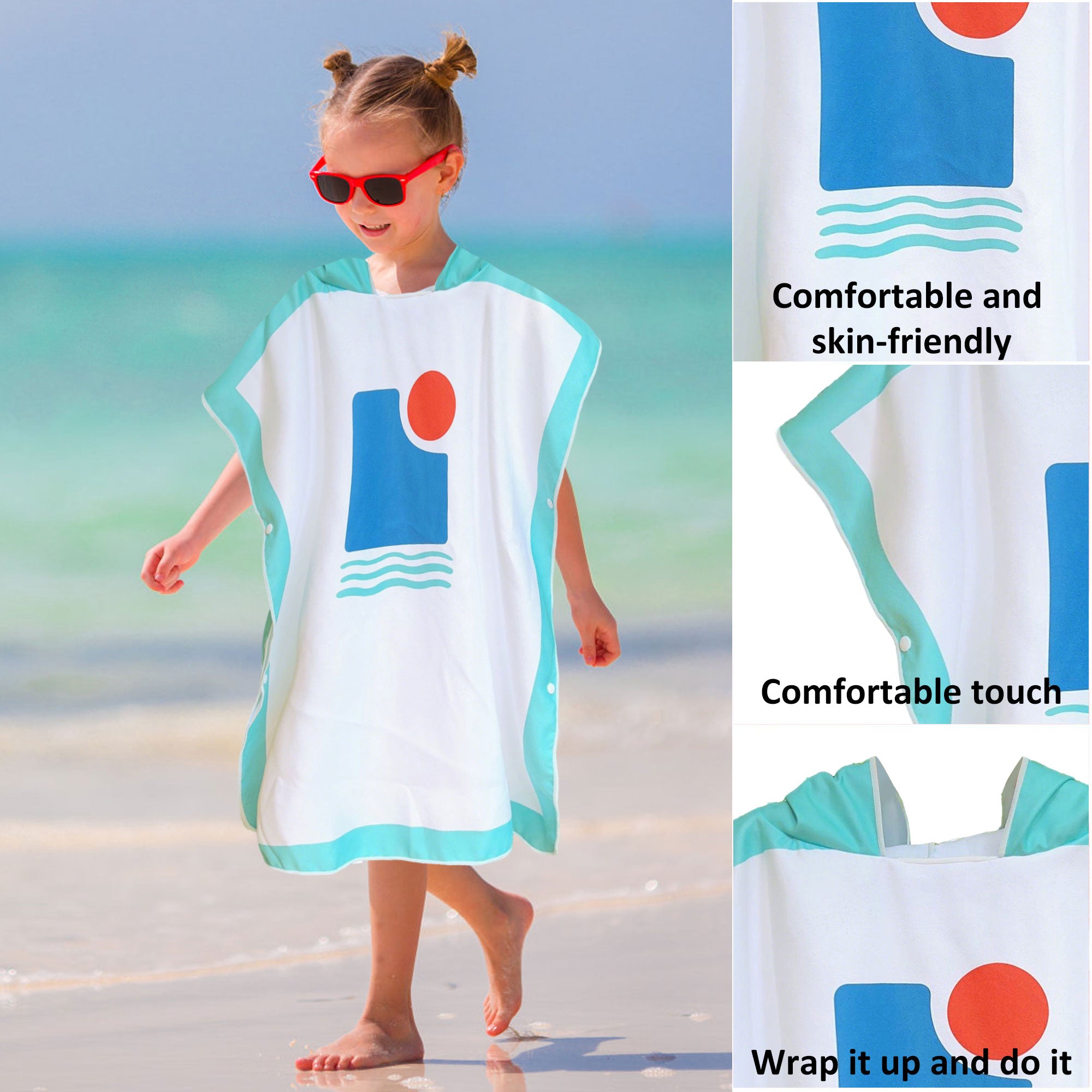 Kid's Bath Towel Bathrobe With Hood for Kids Beach & Swim Robe - Geome ...