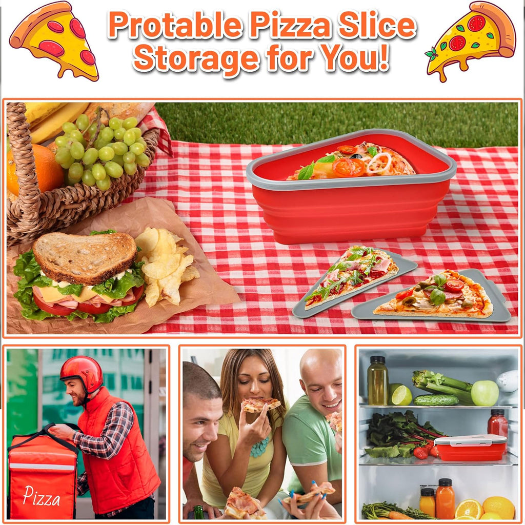 Foldable Reusable Pizza Container Storage with 5 Microwavable Serving Trays