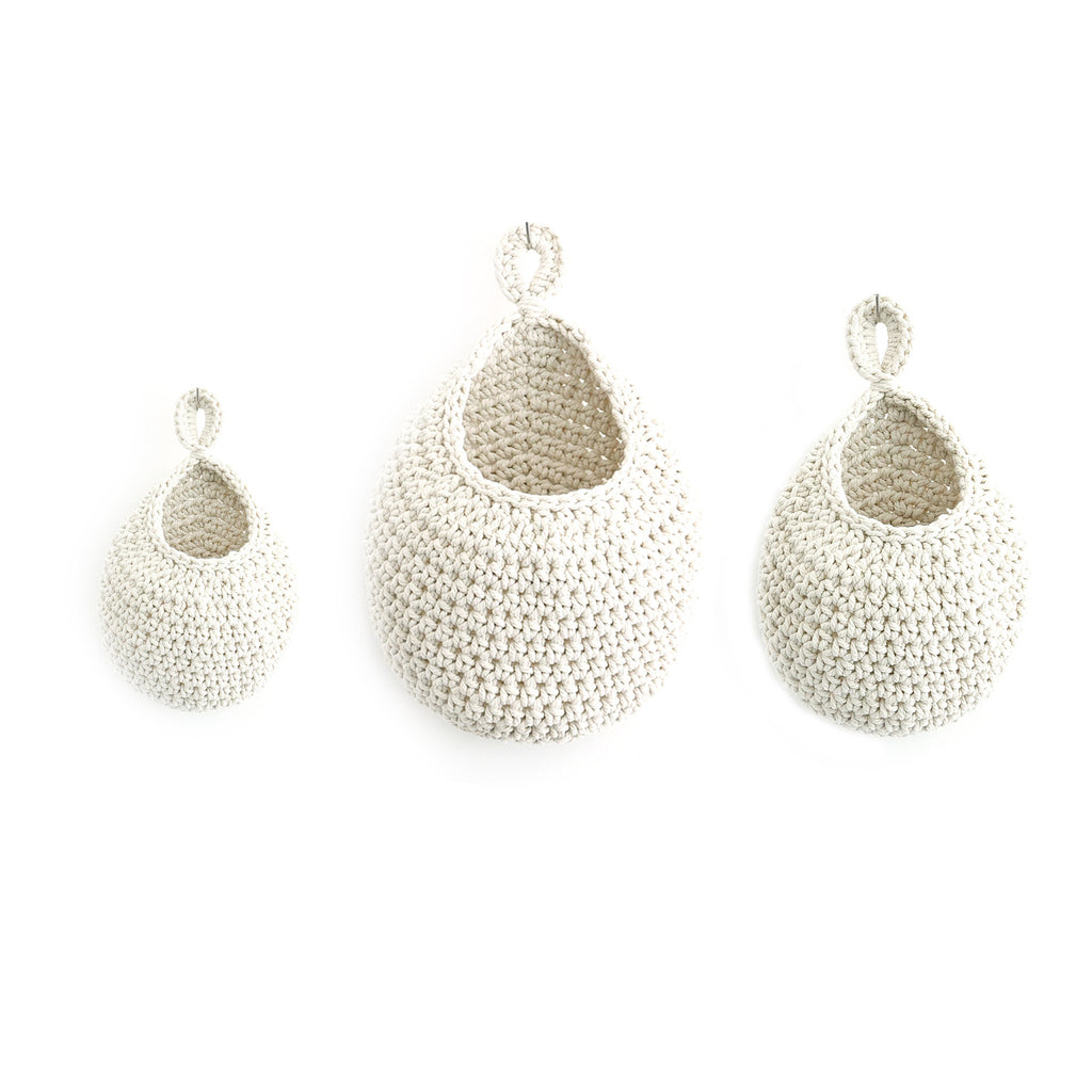 3Pcs Woven Wall Hanging Fruit Vegetable Baskets for Kitchen Organizing