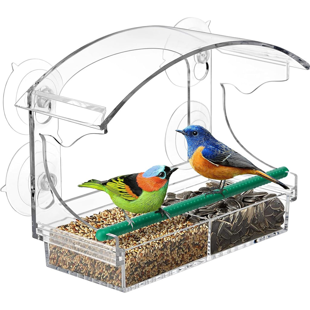Acrylic Clear Window Bird Feeder with Strong Suction Cups for Outside