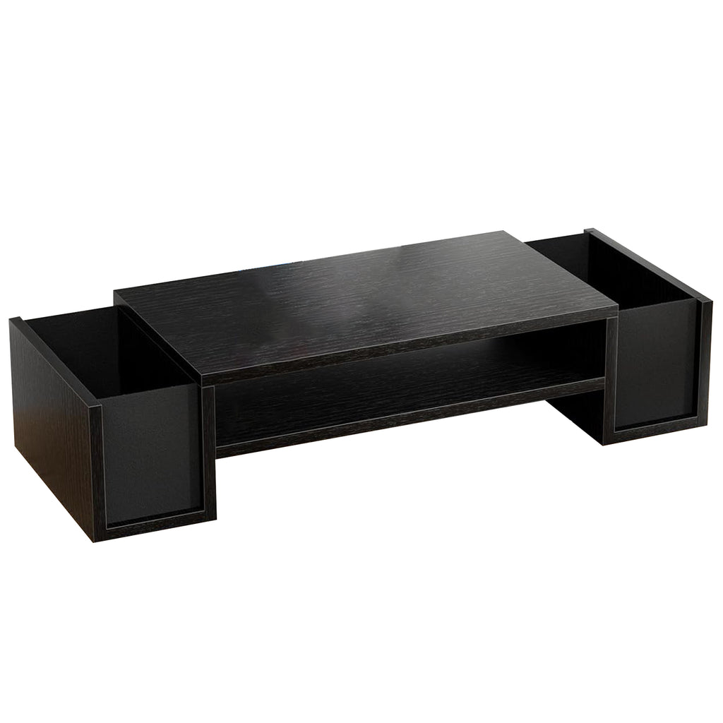 2 Tier Computer Monitor Stand Riser Desktop Organizer with 2 Storage Slots