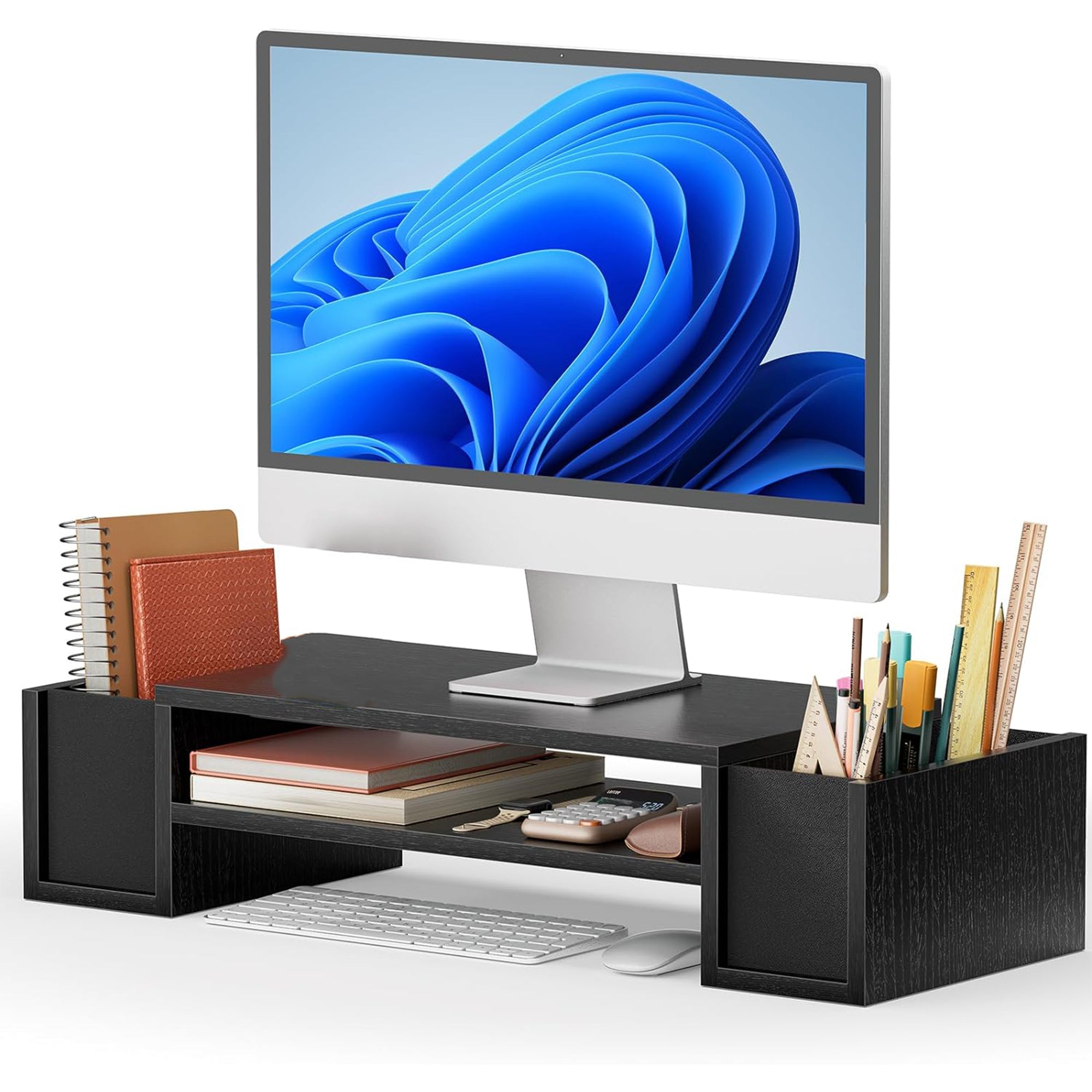 Two Computer Riser With Storage 2 Tier Computer Monitor Stand Riser Desktop Organizer with 2 Storage S ...