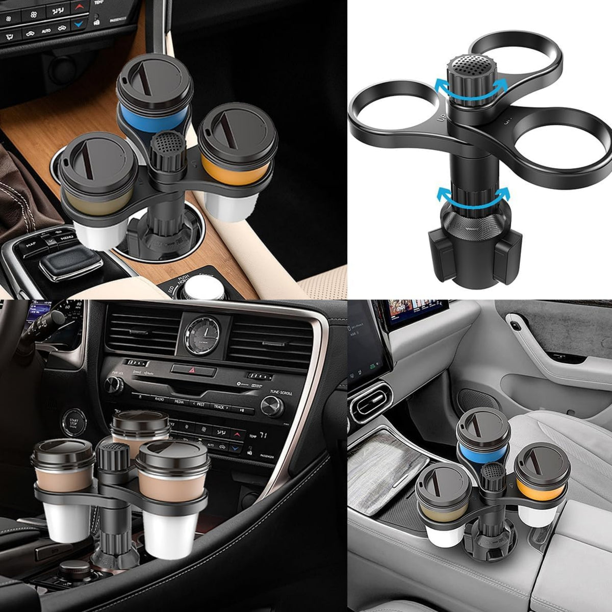Universal 3-in-1 Cup Holders Car Mounted Expander with Adjustable Base ...