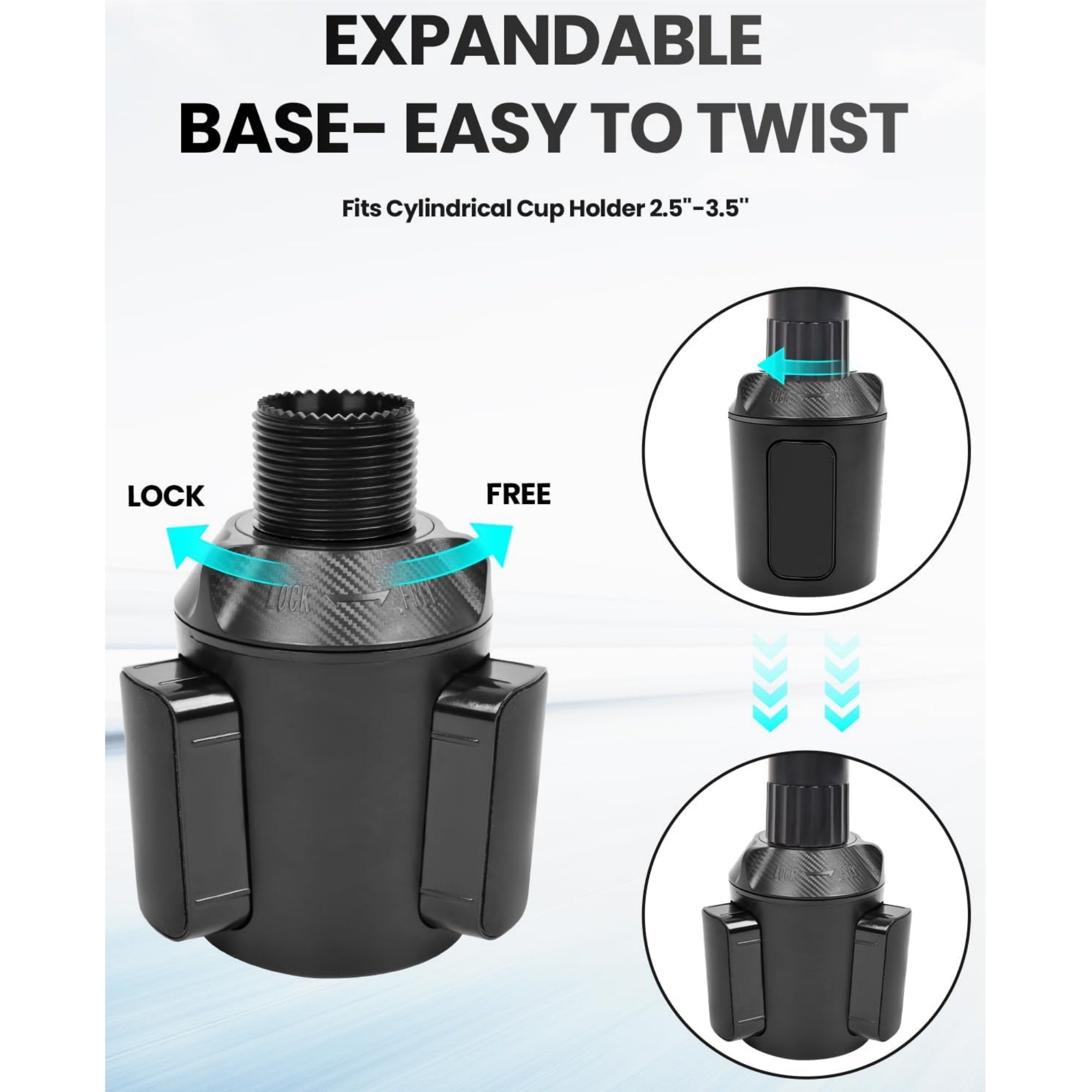Universal 3-in-1 Cup Holders Car Mounted Expander with Adjustable Base ...