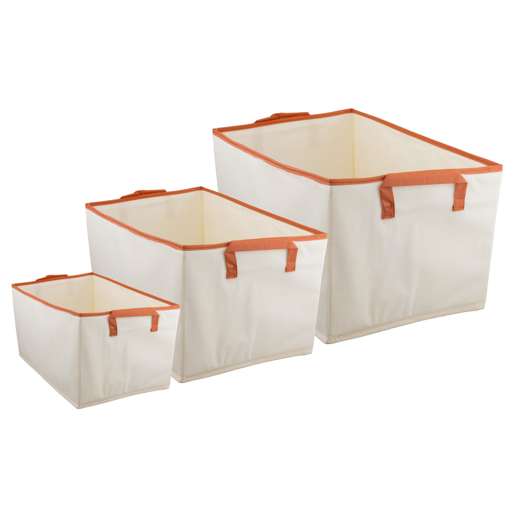 3 Pcs Foldable PU Leather Clothing Storage Box for Home Use