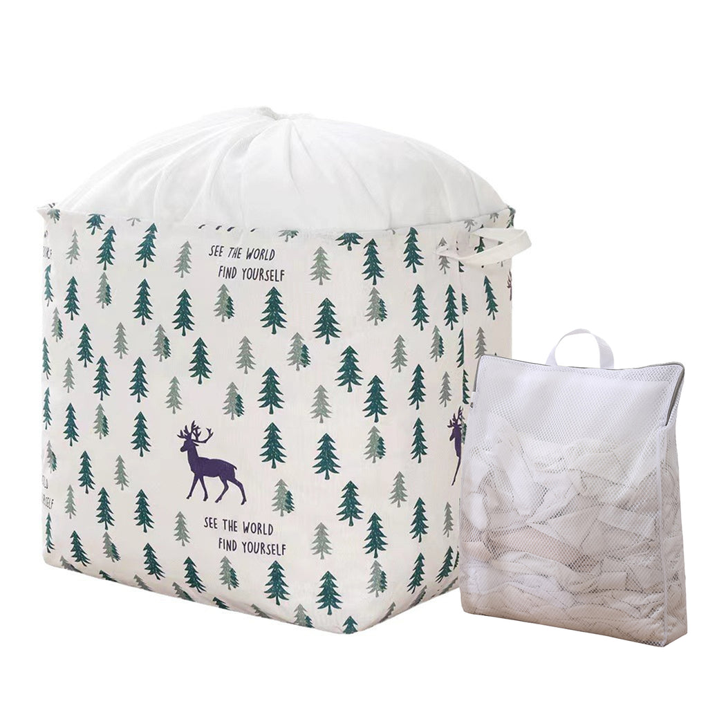 Linen Laundry Basket Collapsible Dustproof with Laundry Bag