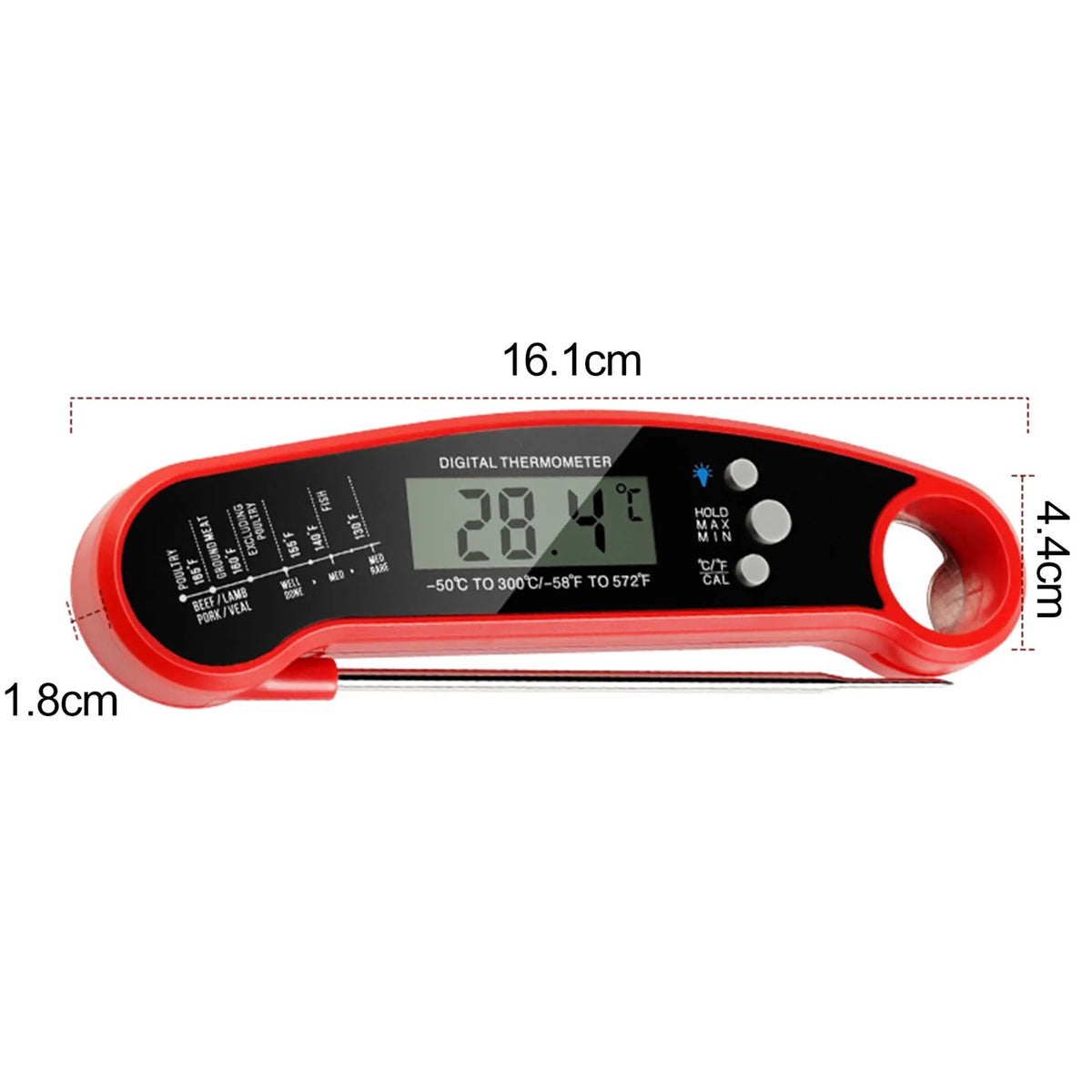 Digital Foldable Thermometer Accurate Temp for Kitchen with Loseable G ...
