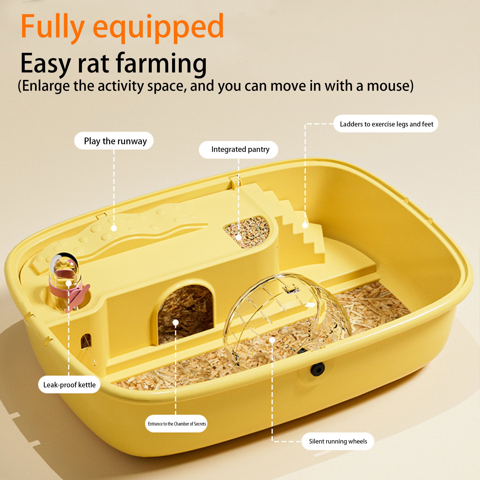 Image showcasing Acrylic Hamster Cage Villa Skyview with Run Wheel Water Feeder Accesso ...