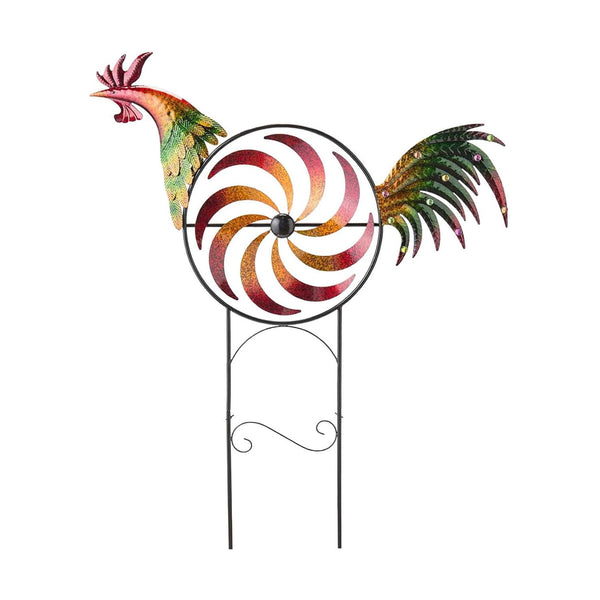 35 Inch Rooster Wind Spinner for Yard&Garden Animal Metal Stake Spinners