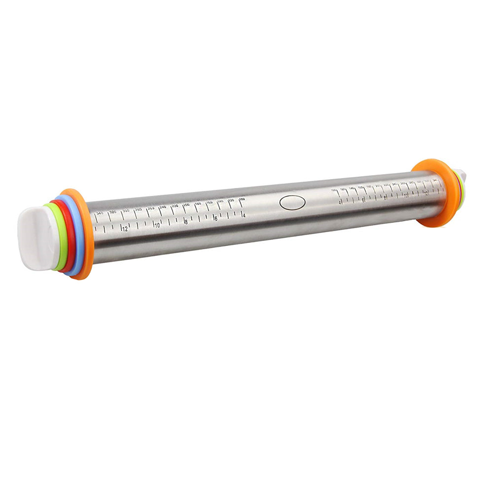 17” Adjustable Stainless Steel Dough Roller Bakery Pizza Pasta Rolling Pin