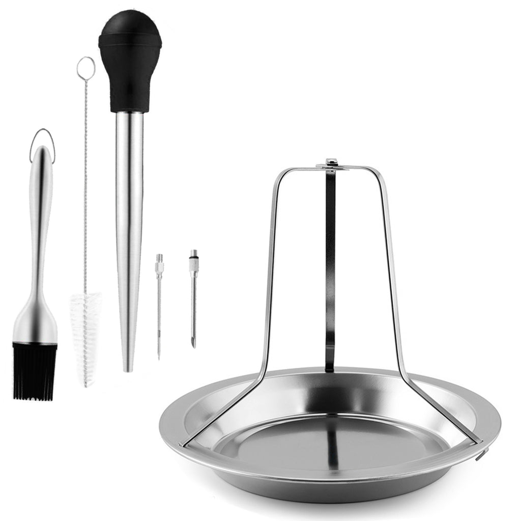 Heartdeco Chicken Beer Can Roaster Rack, Marinade Injector & Baster Set