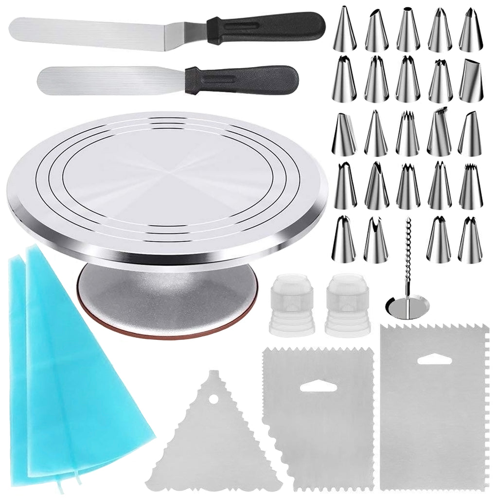 35-Piece Aluminium Cake Turntable Stainless Steel Mounting Nozzle Mounting Bag Set