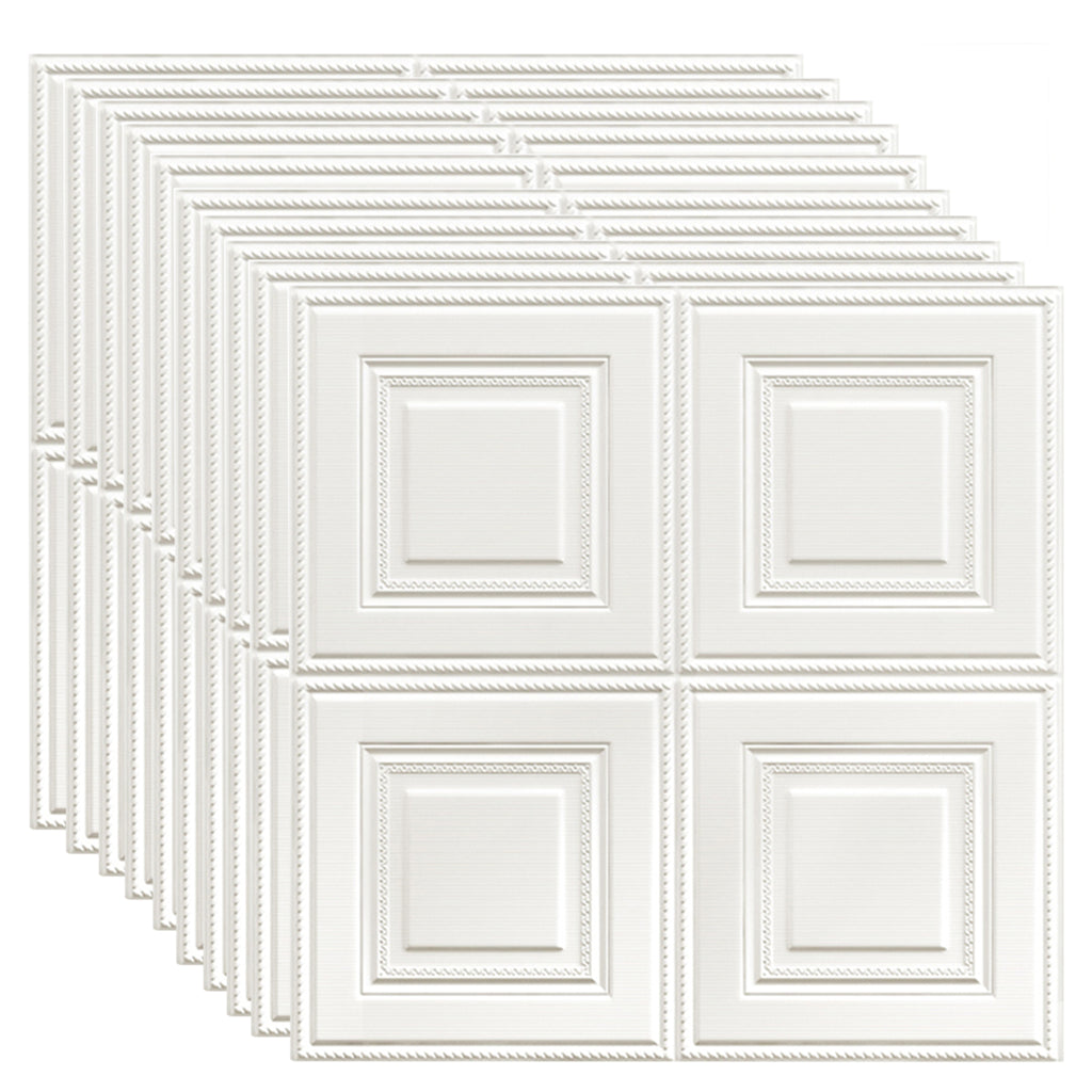 Heartdeco 3D Foam Self-Adhesive Wall Panel 10Pcs Pack - Square Pattern