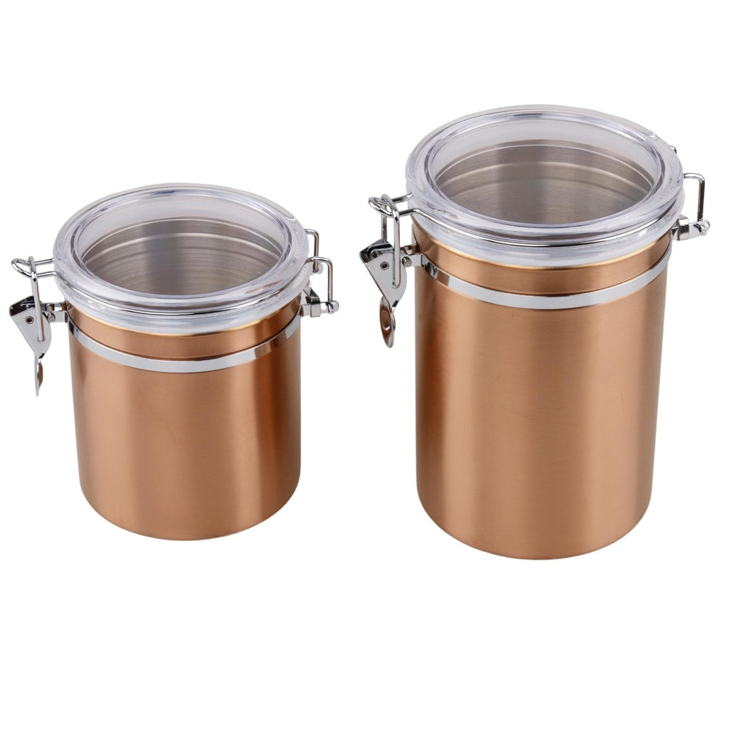 2PCs Stainless Steel Airtight Food Canister Coffee Jars