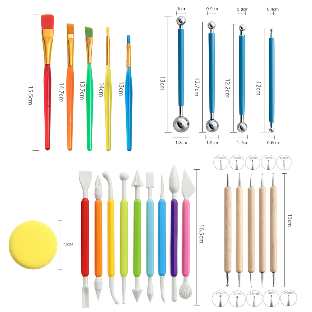 25pcs Clay Tools, DIY Sculpting Tools Set, Ceramics Polymer Clay Tool Kit,  For Pottery Modeling, Carving, Smoothing & Measuring, For Beginners