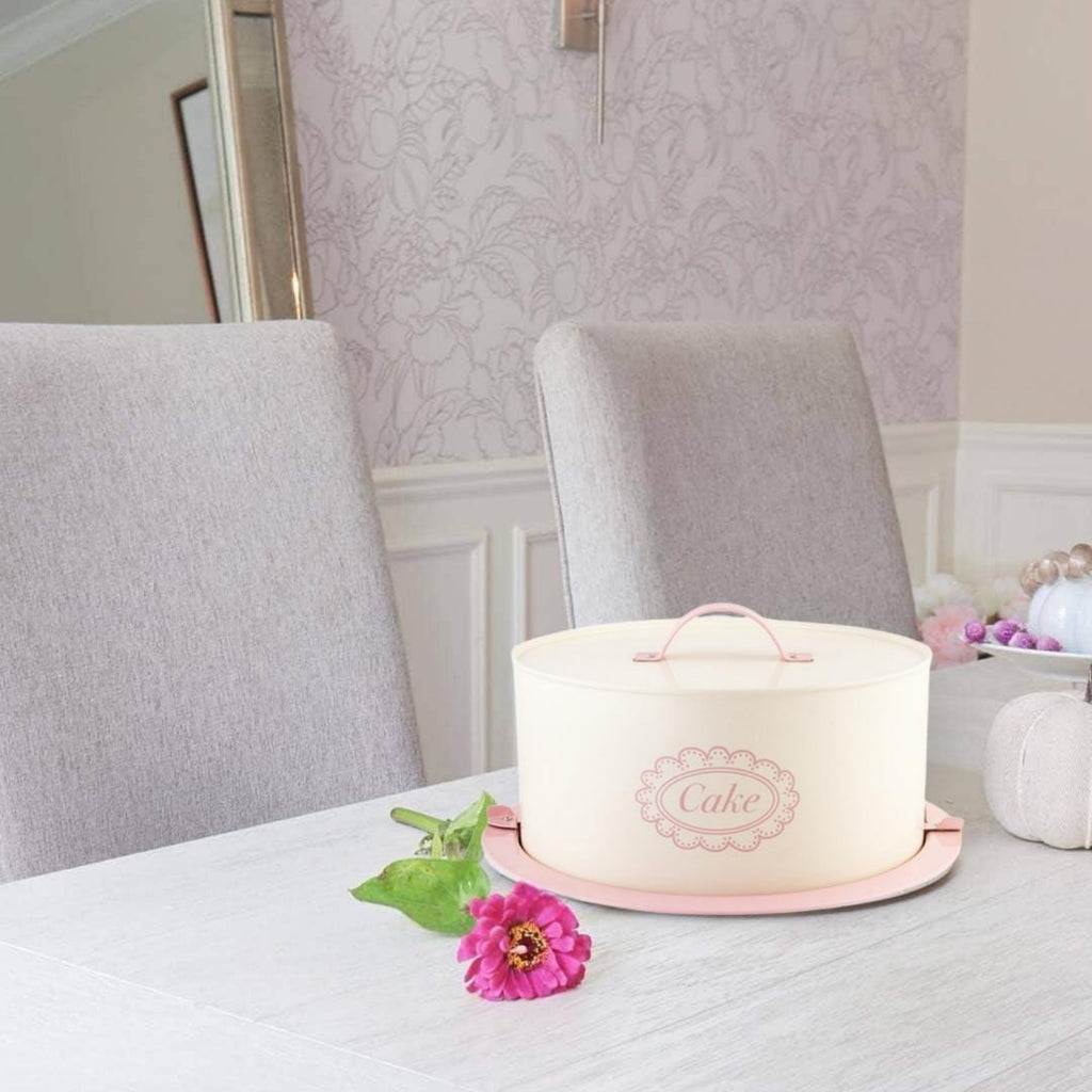 8 Inch Metal Cake Carrier Tin Storage Container HEARTDECO