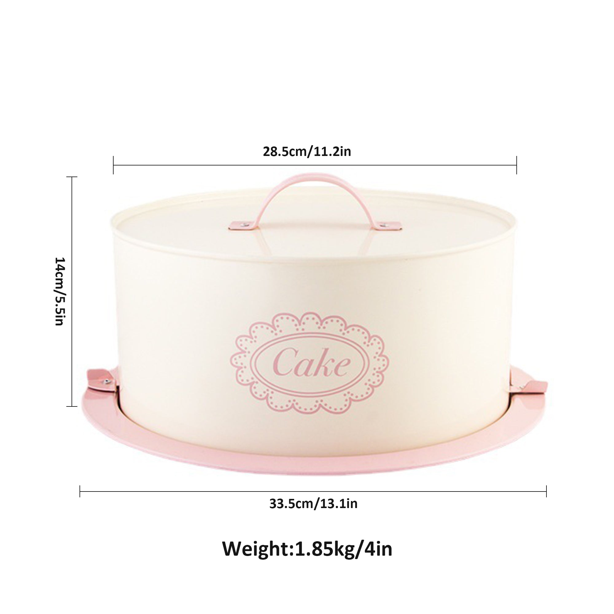 8 Inch Metal Cake Carrier Tin Storage Container HEARTDECO