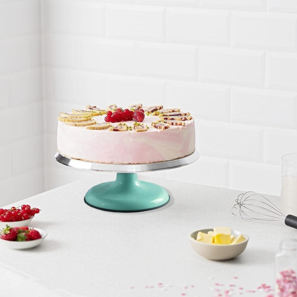 POCREATION 10 Inch Aluminum Revolving Cake Decorating Stand - Rotating Turntable For Frosting