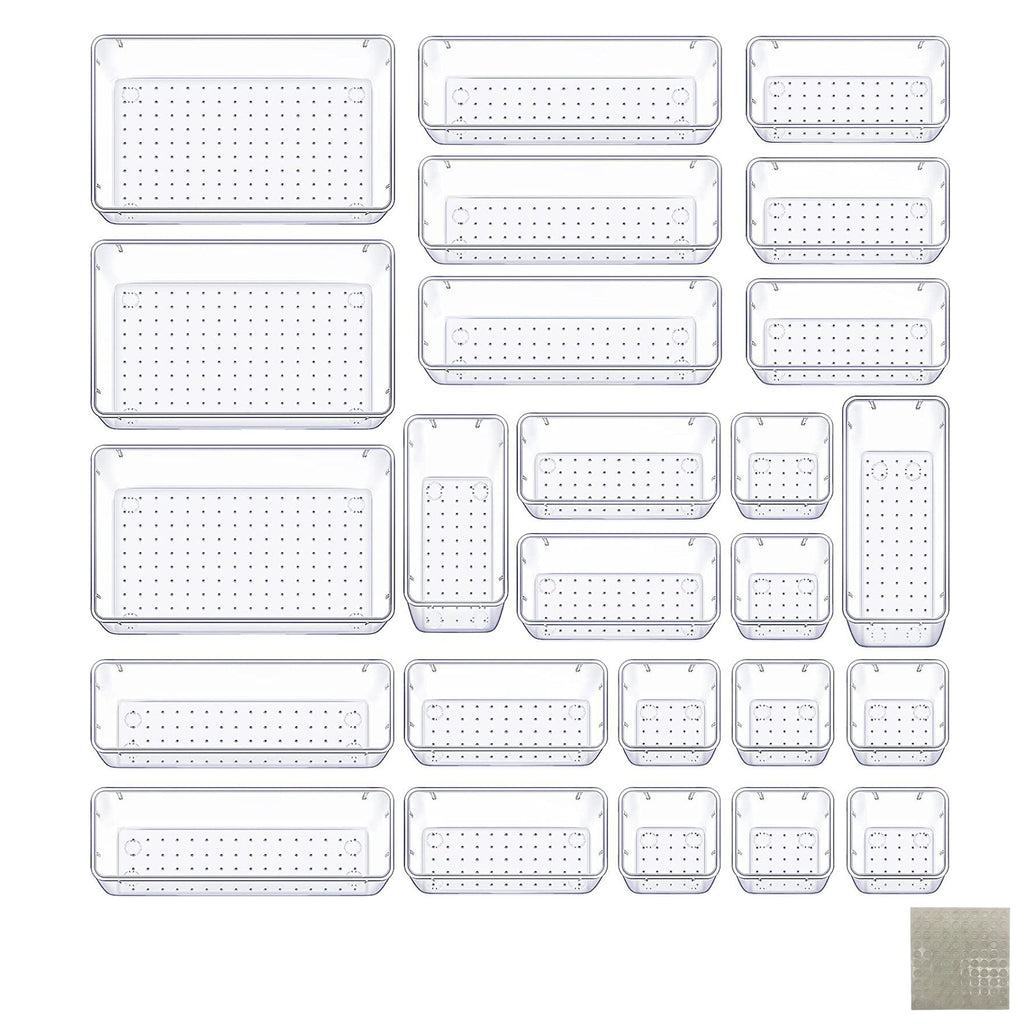 25PCs Clear Plastic Drawer Stackable Organizers