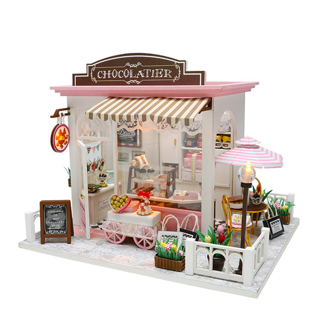DIY Miniature Dollhouse Kit with Furniture, Chocolate Store 20 x 16 x 16cm