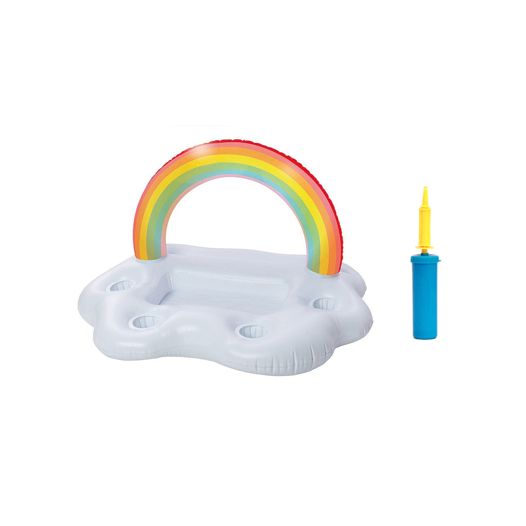 Rainbow Inflatable Floating Tray Table With Air Pump Drink Holder Snack Bowl for Pool