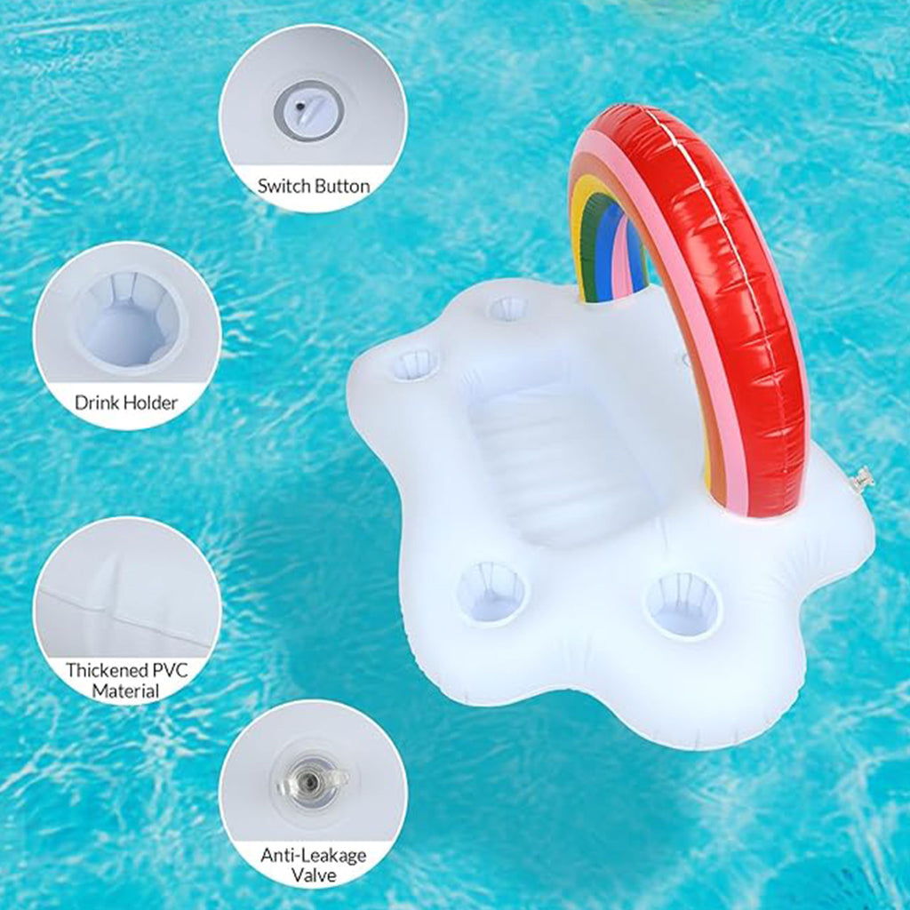 Rainbow Inflatable Floating Tray Table With Air Pump Drink Holder Snac ...