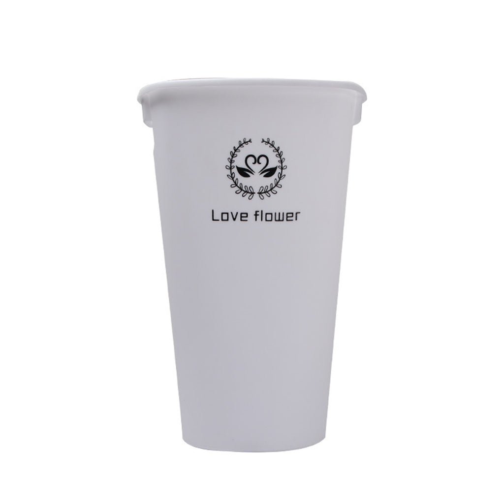 2 Piece Modern Round Bucket Flower Pot Plastic Flower Vases-White