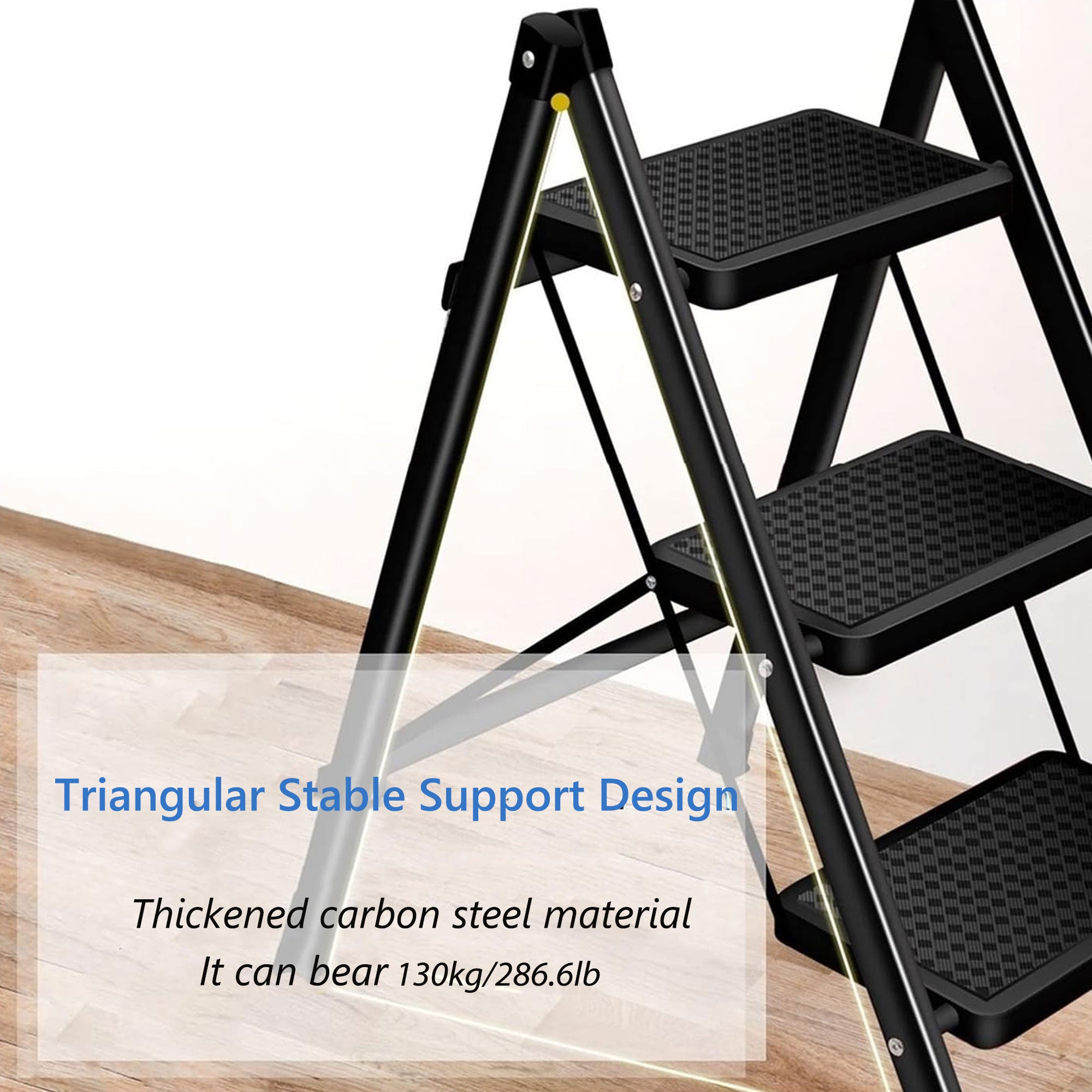 4 Step Carbon Steel Portable Anti Slip Ladder Folding Ladder – HEARTDECO
