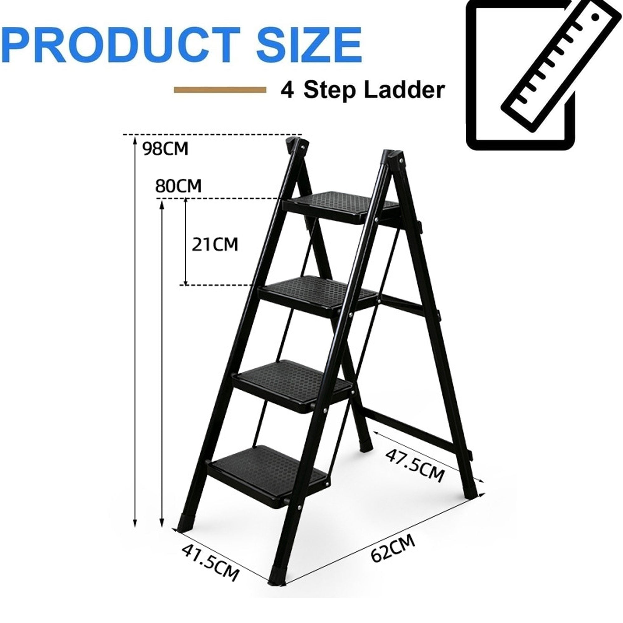 4 Step Carbon Steel Portable Anti Slip Ladder Folding Ladder – HEARTDECO