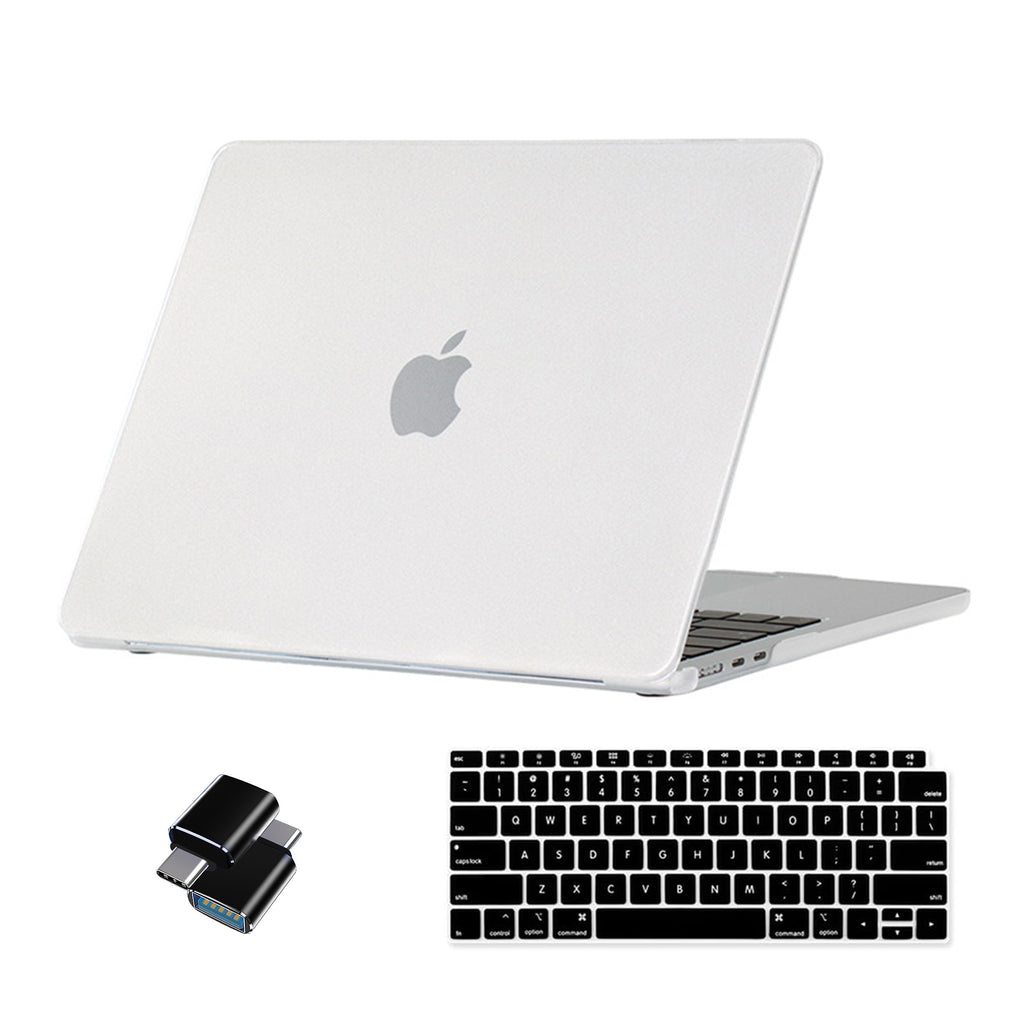 Clear MacBook Air 13" Case with Keyboard Cover & 2-Pcs Type C Adapter