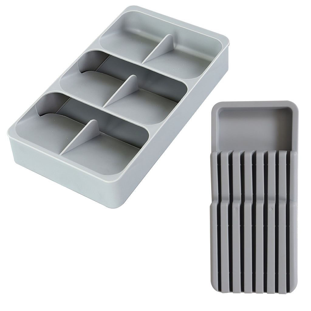 6 Slots Cutlery Drawer Organizer Utensil Tray with Knife Organiser