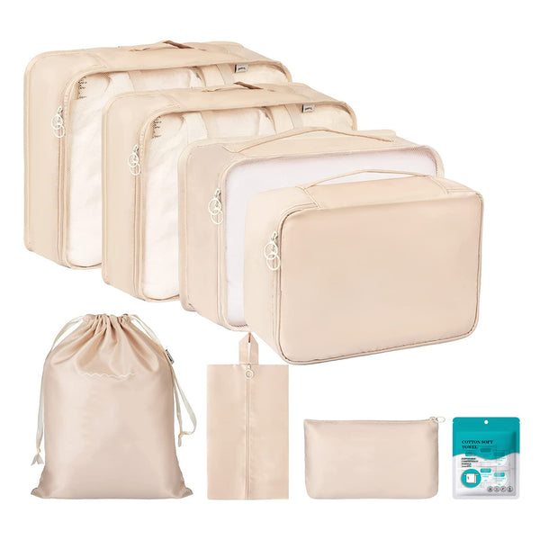 7 Pcs Travel Storage Set Packing Cubes with Disposable Towel
