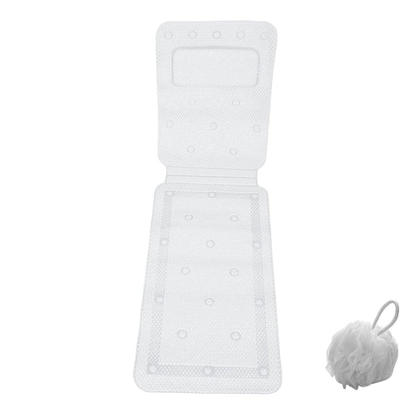 Hollow Non-Slip Bathtub Mat with Pillow & Suction Cups & Bath Ball
