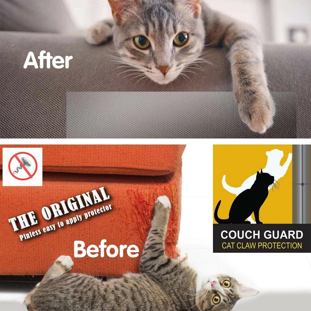 4 Pcs 50 x 30cm Clear Anti Cat Scratch Furniture Protector with Sofa Nails
