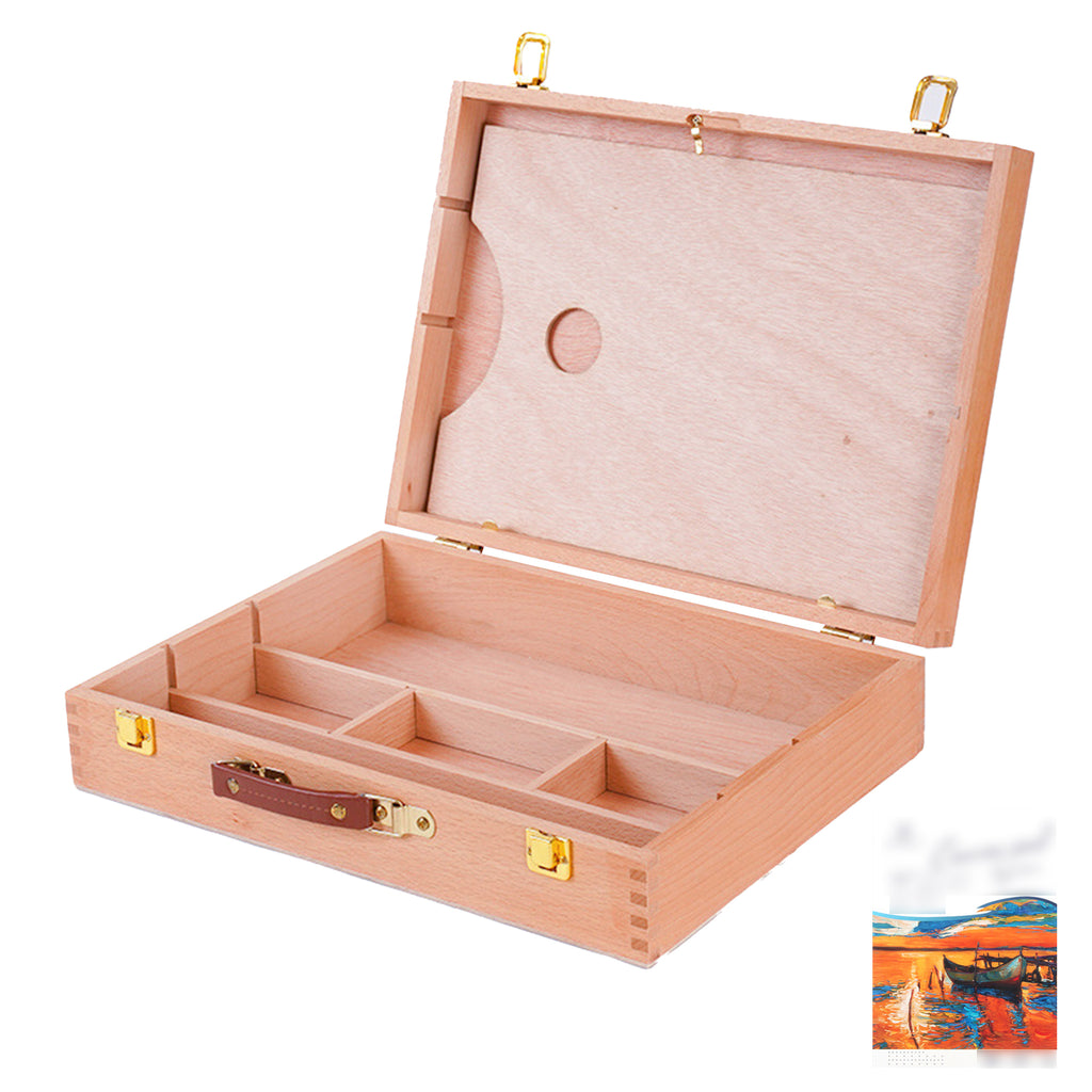Wood Art Box Portable Pastel Palette with Oil Painting Paper