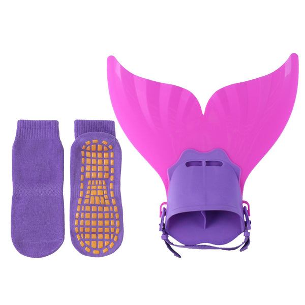 Adjustable Mermaid Swim Fin and non-slip socks for Swimming Kids Gift - Pink, Purple