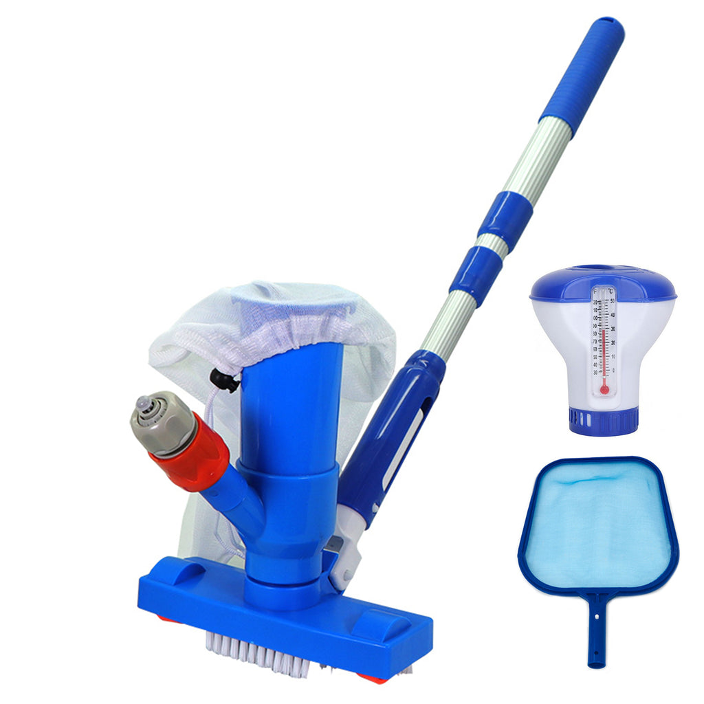3 Pcs Swimming Pool Cleaning Kit Skimmer Net Vacuum Brush Dispenser