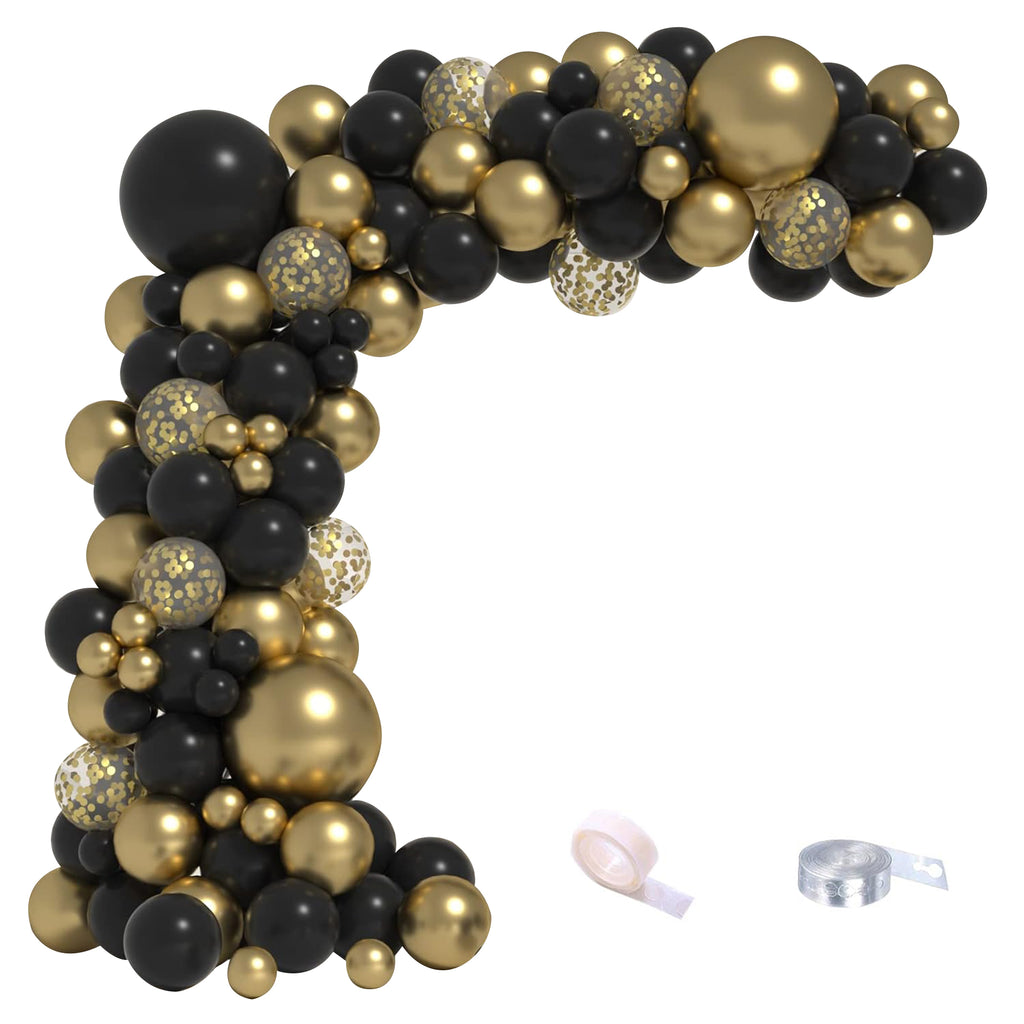 Balloon Garland Arch Kit Wedding Birthday Party Deco - Golden/Black - 107piece