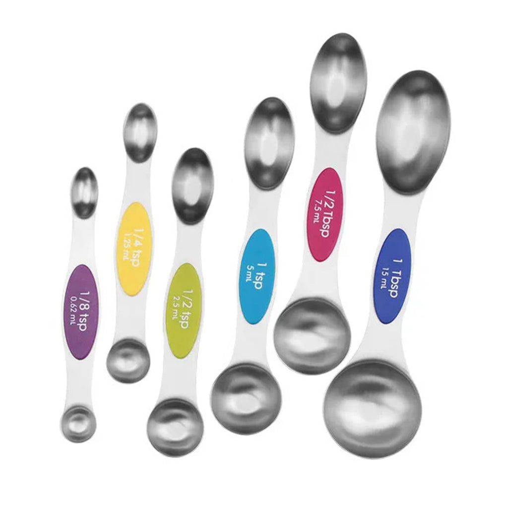 6-Piece Magnetic Measuring Spoons Stackable Dual Sided Colorful Set