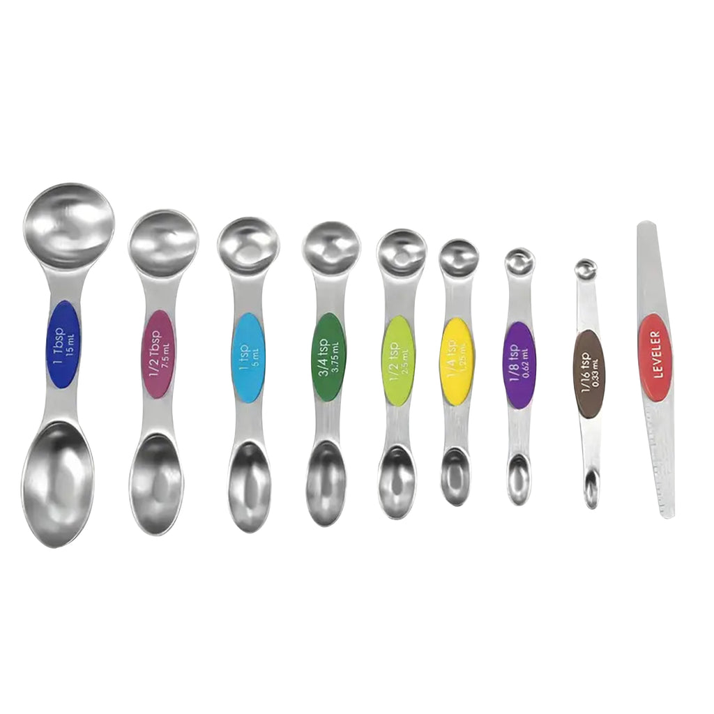 9-Piece Magnetic Measuring Spoons Stackable Dual Sided Colorful Set