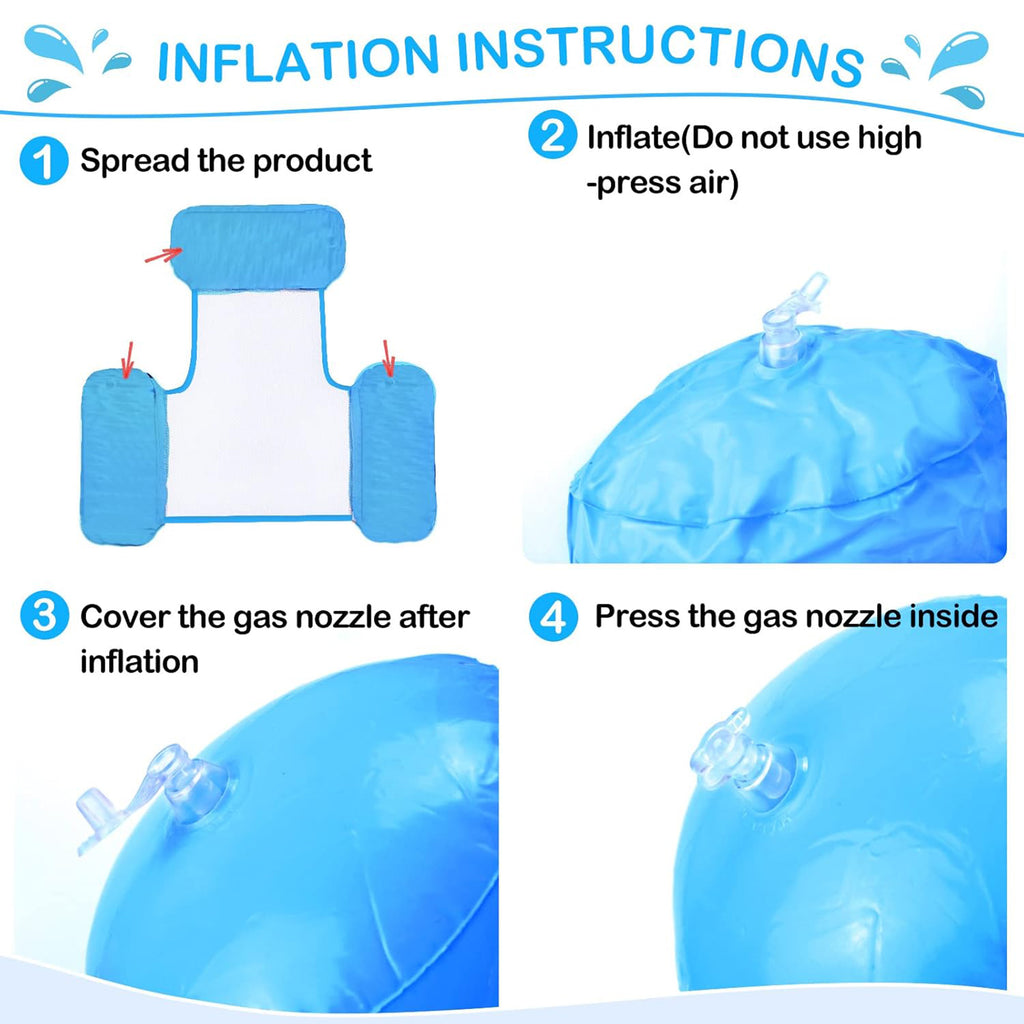 Inflatable Three-Tube Chair PVC Pool Floating Lounger Light Blue ...