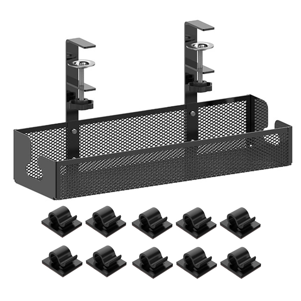 Under Desk Cable Management Organizer Rack With 10 Cable Fixers