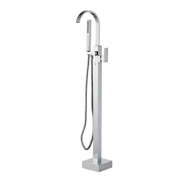 Floor-Mount Bathtub Faucet - Freestanding Tub Filler with Handheld Shower