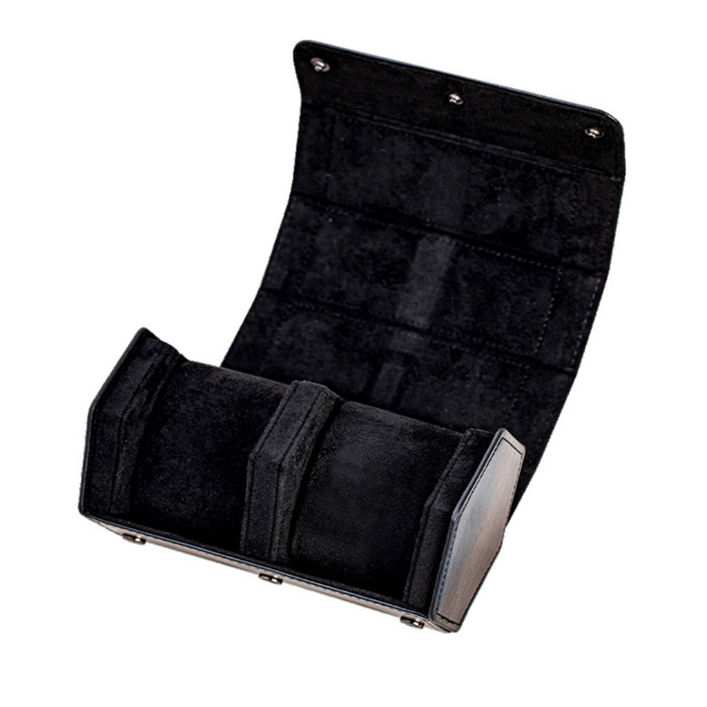 Modern Black PU Leather 2 Slot Watch Box